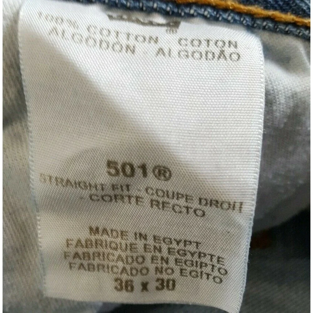 Levi Levi's 501 Men's Jeans 36x30 Straight Fit Button Fly Blue 100% Cotton